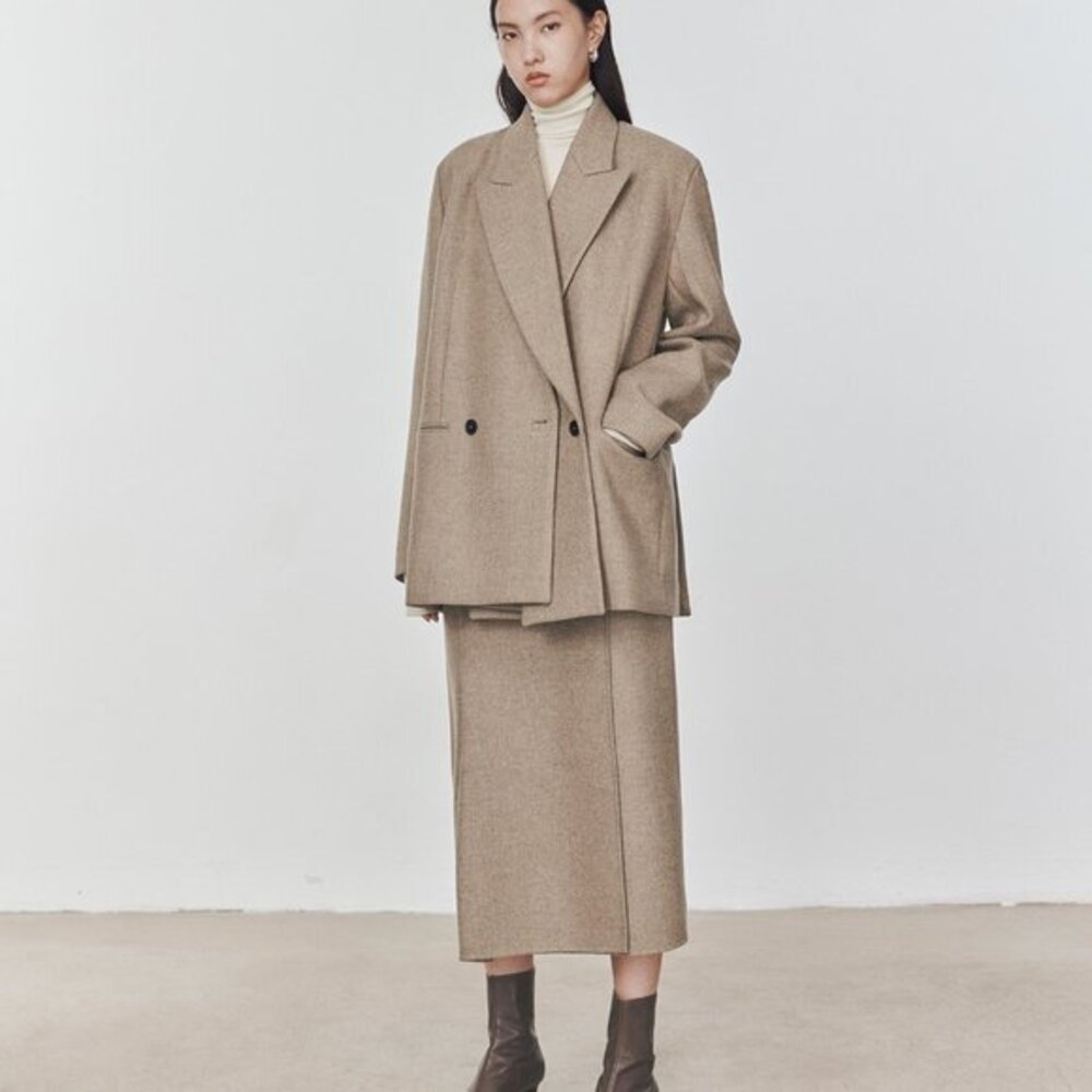CHICJOC Women double faced 100% Wool blazer coat with removable collar size 36